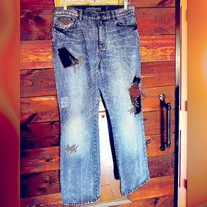 Ralph Lauren Embellished Y2K Jeans Patchwork & Embroidery Boho Festival